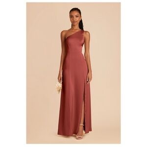 Birdy Grey Kira Bridesmaid Dress Matte Satin S Spice One Shoulder Long‎ Formal